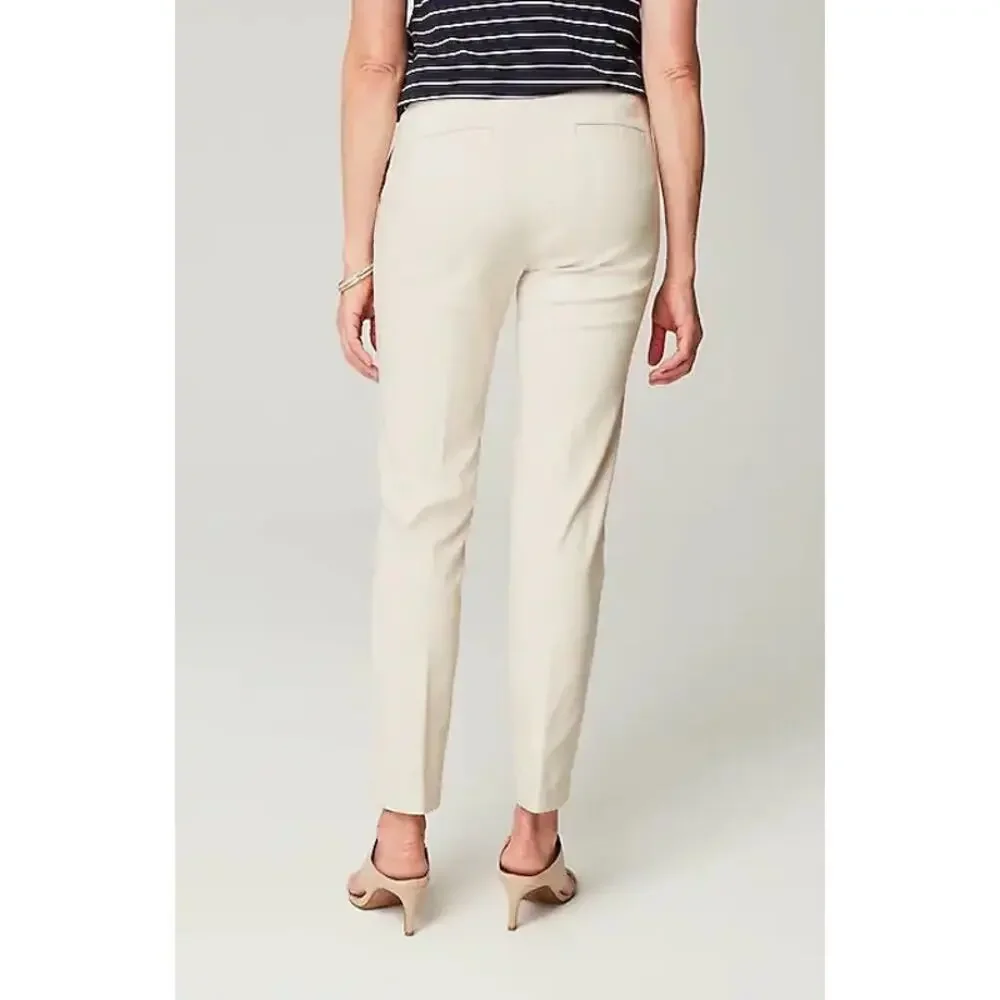 J.Jill Wearever Refined Twill Slim Leg Trousers Size 12 Cream